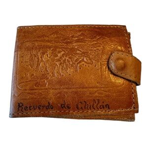Vintage Handmade Supple Tan Leather Western Men’s Snap Wallet CHILE RARE